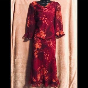 Studio 1 Burgundy Floral 2 Piece Dress